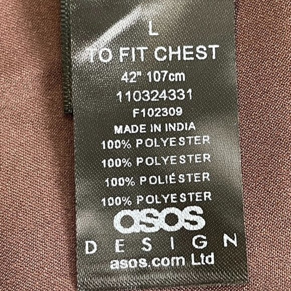 Men's ASOS Design Relaxed Shirt with one Button in Brown, Size Large - Picture 4 of 5